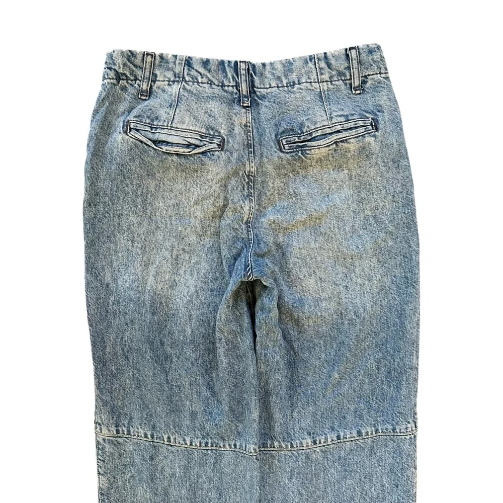 Free People Big Pocket Zipper Fly Rory Relaxed Slim Straight Roll Hem Size 25